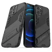 For iPhone12 Pro Max Shockproof Dual-Layer Stand Cover - Black