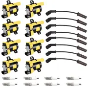 Spark Plug + Racing Ignition Coil Wireset For GMC Chevrolet Sierra SSR 6.0 V8 (for: Chevrolet)