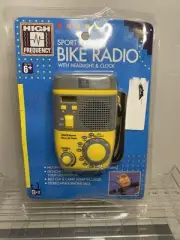 New Sealed Vintage High Frequency Sport AM/FM Bike Radio W/ Headlight & Clock