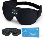 Ronluuu Sleep Headphones, Bluetooth 5.0 Wireless 3D Eye Mask, Washable Sleeping Headphones for Side Sleepers With Adjustable Ultra Thin Stereo Speakers Microphone Hands Free for Travel