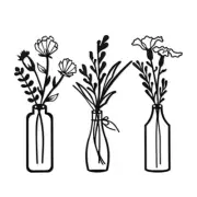 3 Pieces Metal Vase Flowers Wall Arts Minimalist Plant Wall Decor, Metal7456