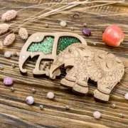 Wood bead organizer tray with wooden lid "Elephant"