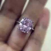 4.50 Ct Cushion Cut Purple Diamond Engagement Jewelry Ring 925 Sterling Silver