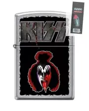 Zippo 9712 KISS Rock Band Street Chrome Finish Lighter + FLINT PACK