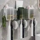 Toothbrush Shelf Toilet Bathroom Wall Mounted Toothpaste Storage Box with Hooks