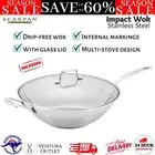 Scanpan Stainless Steel Wok w/ Glass Lid Durable Fry Pan Induction Gas Stove New