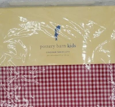 Pottery Barn Kids Gingham Tablecloth 60x60 Cotton Farmhouse County New