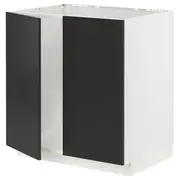 METOD base cabinet for sink + 2 doors, white/Nickebo matt anthracite, 80x60x80 cm