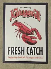 Narragansett Brewery Fresh Catch Ale Lobster Large Metal Beer Sign Rhode Island