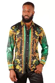 BARABAS Men's Rhinestone Scorpion Long Sleeve Shirts 3SPR432