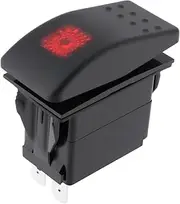 ECSiNG 5P ON-Off ON Red Lens Reflective Start Switch RV Generator Start/Stop Rocker Switch Replace 308-1038