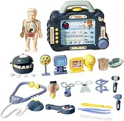 Kids Doctor Kit | Doctor Role Play Set - 36X Cosplay Equipments Simulation Sound Light Detector Stethoscope Toy for Classroom