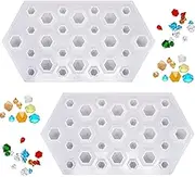 DD-life 2PCS 3D Diamond Gem Silicone Mold, Clear Silicone Mold for Making Clay Resin Epoxy Crafting Projects