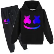 Marshmello Cotton Candy Dj Middle School Boys" And Girls" Hoodie+long Pants Set black 100cm