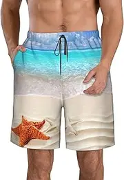 [EdWal] Golf Ball Print Beach Shorts,Menâ€™s Swim Trunks Quick Dry Swim Shorts Board Shorts with Triangle Mesh Lining