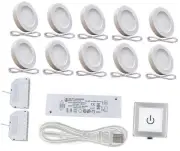 Under Cabinet Lighting Plug in with Wired Touch Dimmer White 10 Pack 4000K