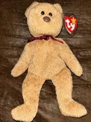 EXTREMELY RARE RETIRED CURLY THE BEAR ORIGINAL BEANIE BABY TY TAG TAG ERRORS