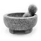Granite Mortar and Pestle Set Guacamole Bowl Molcajete 8 Inch - Natural Stone Gr