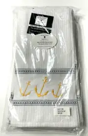 Taylor & CO Coastal Decor Embroidered Gold Anchors Tea Kitchen Towels Pack of 6