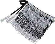 [COLLBATH] Hip Scarf Sequin Waist Chain Sparkly Tassel Skirt Accessory Dance Costume Accessory