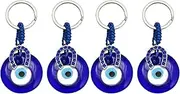 NOLITOY 4 Pieces Evil Eye Keychains for Car Keys, Turkish Blue Evil Eye Keychain, Charms Pendants Crafting Glass Keychain with Keyring Hanging Ornament Jewelry Accessories