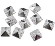 200 Shiny Silver Flatback Acrylic Glitter Bows Rivoli Square Cabochons 10mm