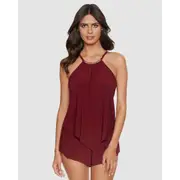 Magicsuit Halo Effect Goldie Romper-Style Underwired Swimsuit-Merlot