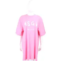 在飛比找Yahoo奇摩購物中心優惠-MSGM 塗鴉白字母深粉短袖長版TEE 洋裝