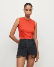 ALLSAINTS Imogen Devore Tank Poppy Blaze Red Lightweight tank size Small 8