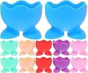 BRIGHTFUFU 12Pcs Silicone Egg Cup Holders Mixed Color Cartoon Egg Holders for Boiled Eggs Versatile for Home Restaurant and Easter Party Egg Display Cups