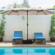 CostwayDouble-Sided Patio Umbrella with Hand-Crank System and Enhanced Base for Residential and Commercial Use-Beige