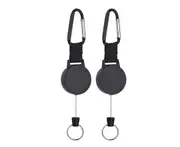 2x Retractable Stainless Steel Keyring Pull Ring Key Chain Recoil Heavy Duty