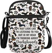 [PLITI] Dachshunds Lover Gift Wiener Dog Gift Dachshunds Mom Gift In My Head I'm Thinking About Dachshunds Crossbody Bag