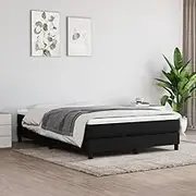 Bedroom Furniture Box Spring Bed with Mattress Black 137x187 cm Double Size Fabric