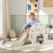 3 in 1 Toddler Slide for 1-3 Years w/ Basketball Hoop, Elephant-Themed