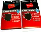 2x5 Pack Hanes Face Masks - Black Cotton Reusable Cover Face mask Cloth Facemask