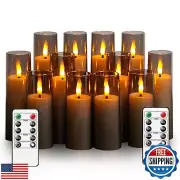 Sasigeiaa Flickering Flameless Candles, Battery Operated Acrylic LED Pillar C