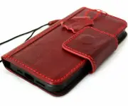 Genuine Leather Case For Apple iPhone 13 Wallet Luxury Cover Book Magnetic Red