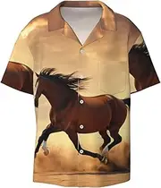 [EdWal] Horse Stripes Pattern Print Men's Print T Shirts Short Sleeve Polo Shirts Casual Summer Beach Shirt for Men