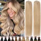 THICK 200S Micro Loop Ring 100% Remy Human Hair Extensions Tips Beads MIX Blonde
