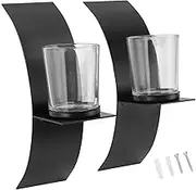 Wall Mounted Candlestick Iron Three Dimensional Arc Design Candle Tray for Bedroom Wall Candle Sconce Holder Kit Iron Candlestick Holder Wall Hanging Candle Tray Wall Candle Sconce