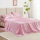 Love'S Cabin Satin Queen Sheets Set - 4 Piece Pink Silky Bed Sheets Set with Dee