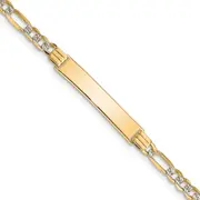 7 Inch 14K With Rhodium Pav Figaro Id Bracelet