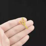 8 Scissors Antique Gold Tone Charms 2 Sided - GC445