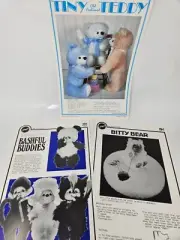 Lot of 3 Vintage Zim's Doll Bear Animal Making Sewing Patterns Craft Leaflets