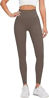 [Generic] Womens Yoga Pants Lightweight Athletic Solid Color Sexy 2025 Regular & Plus Size, Brown, Medium