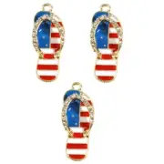 Patriotic Rhinestone Flip Flop Charm Embellishments - Craft Sewing Scrap
