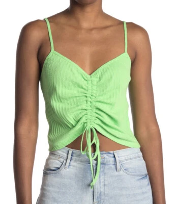 NWT Abound Womens Cropped Front Tie Tank Top Green Summer Size L