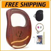 Premium Mahogany 16-String Lyre Harp with Bag, Wrench & Extra Strings Included