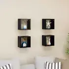 Black Wall Cube Shelves Set of 4 Modern Home Decor 22x15x22 cm Floating Storage